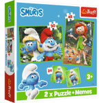 Trefl Puzzle + pexeso 2v1 Šmolkovia sa bavia
