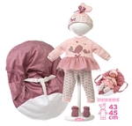 Llorens M740-14 oblečenie pre bábiku bábätko NEW BORN veľkosti 40-42 cm s nosítkom do ruky