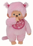 Monchhichi Mončiči ragazza rosa con bavaglino 45cm