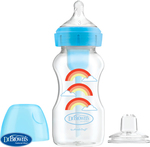 DR.BROWN'S Fľaša antikolik Options+ široké hrdlo 2v1 s náustkom 270 ml plast modrá