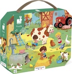 Janod Puzzle v kufríku Deň na farme 24 ks