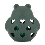 PETITE&amp;MARS Hračka silikónová s hrkálkou Bear Basil Misty Green 0m+