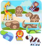 Lucy &amp; Leo 224 Zvieratká zo safari- drevené vkladacie puzzle 7 dielov