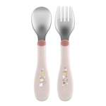CHICCO Príbor detský z nerezovej oceli pink 18m+