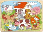 Woody Puzzle na doske Africké domáce zvieratká