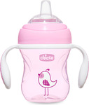 Hrnek Chicco Učíme se s držadly 200 ml, růžový, 4m +