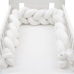 Ochranný mantinel do postieľky vrkoč New Baby Minka a Bodky sivý