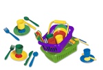 Set posuđa za piknik u košari - zeleni 23 x 16 cm