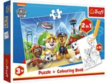 Trefl 2 in 1 puzzle a omaľovánky Paw patrol