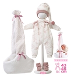 Llorens M740-06 oblečenie pre bábiku bábätko NEW BORN veľkosti 40-42 cm s nosítkom