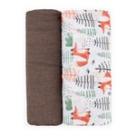 PETITE&amp;MARS Bambus-Musselin-Decke 2er-Set Misty Forest Fox 120 x 120 cm