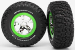 Traxxas koleso 2.2/3.0", disk SCT strieborný-zelený, pneu KM2 (2) predné