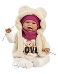 Llorens 74142 NEW BORN - muñeca bebé realista con sonidos y cuerpo de tela suave