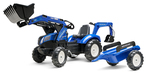 Falk Šliapací traktor 3090Y New Holland T8 elülső rakodóval és pótkocsival kék