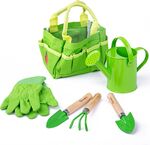 Bigjigs Toys Záhradný set náradia v plátennej taške zelený