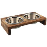 Misky Magic Cat nerez s dreveným stojančekom 2x400ml