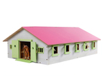 Kids Globe Horses Pferdestall aus Holz 62x43x22cm 1:32 rosa in Schachtel