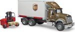 Bruder 2828 Nákladné auto Mack UPS s vysokozdvižným vozíkom