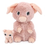 PTIPOTOS Plüschschwein Barbekiou rosa - Mama mit Baby