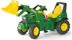 Rollytoys Šliapací traktor John Deere s nakladačom, brzdou a nafukovacími kolesami