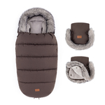 PETITE&amp;MARS Ensemble de chancelière d'hiver Comfy 4 en 1 + gants pour poussette Furry Rich Brown