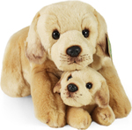 Plüschhund Labrador mit Welpen liegend 25 cm ECO-FRIENDLY