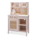Woet Kinderholzküche - rosa mit Rattan