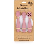 PETITE&amp;MARS Set 3 ks silikónových tréningových lyžičiek Take&amp;Match Dusty Rose 6m+