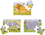 Bigjigs Toys Пъзел 3в1 сафари животни