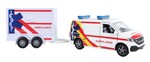 Kids Globe Traffic VW Transporter ambulancia 27,5cm kov spätný chod s prívesom