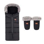 PETITE&amp;MARS Ensemble de sac d'hiver Arctic 4en1 + gants pour poussette Fjora Forever Black