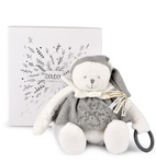 Doudou Darčeková sada Plyšový ľadový medvedík s krúžkom 30 cm sivý