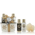 ACCENTRA Set za kupanje Winter Glamour u limenoj kanti Vanilija i mošus 2x100ml + 15g