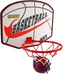 Basketbalový kôš drevo/kov/sieťka/lopta s pumpičkou