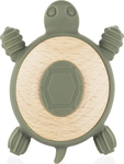 Silikónové drevené hryzátko Turtle, Forest Green
