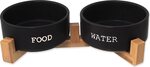 Set Dog Fantasy Näpfe aus Keramik mit Ständer schwarz 2x 16x6,5cm, 850ml