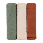 PETITE &amp; MARS Set aus Windeln aus Bambus-Musselin 3 Stück Moussy Earth Tones 68 x 68 cm