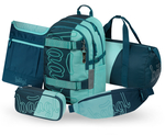 BAAGL SET 5 Skate Petrol: Rucksack, Federmäppchen, Sporttasche, Gürteltasche, Laptop-Hülle GRS