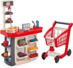 Ecoiffier Banco con alimenti + Carrello della spesa