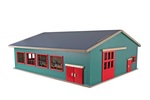 Kids Globe Farming Kuhstall mit Lager und Weide aus Holz 1:32 in Schachtel