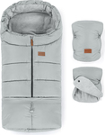 PETITE&amp;MARS Set zimný fusak Jibot 3v1 + rukavice na kočík Jasie Quiet Grey