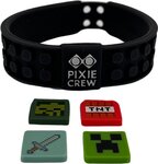 PIXIE CREW &amp; MINECRAFT Nastaviteľný náramok, čierna, 4 multipixely