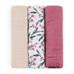 PETITE &amp; MARS Set Windeln Bambus Musselin 3er-Pack Moussy Pink Meadow 68 x 68 cm