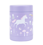 A Little Lovely Company – recipient alimentar izolat din oțel inoxidabil – unicorni și curcubeu