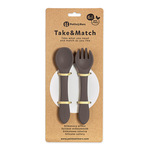 PETITE&amp;MARS Príbor silikónový Take&amp;Match Bitter Cocoa 6m+