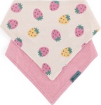 PETITE&amp;MARS Podbradník bandana Luke 2 ks Beige Strawberies&amp;Dusty Rose 3m+