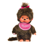 Monchhichi Mončiči ragazza con bavaglino rosa 20cm