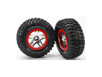 Traxxas koleso 2.2/3.0", disk SCT Split-Spoke strieborný-červený, pneu KM2 (2) (2WD predné)