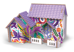 Puzzle 3D drevené dom s farbami