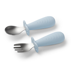 Babyono Cubiertos infantiles con barrera azul